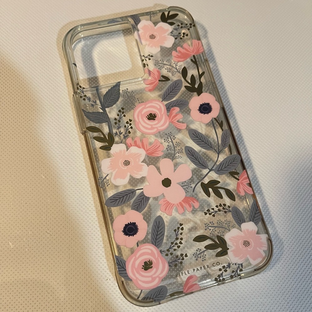 iPhone 12 Pro Max clear/floral case.